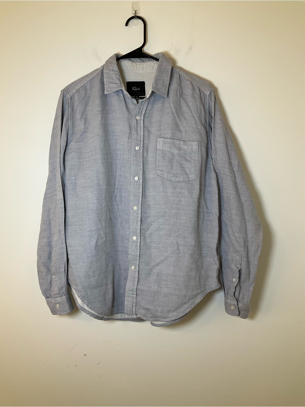 Rails Men’s Blue Chambray Linen Blend Button Front Shirt Medium